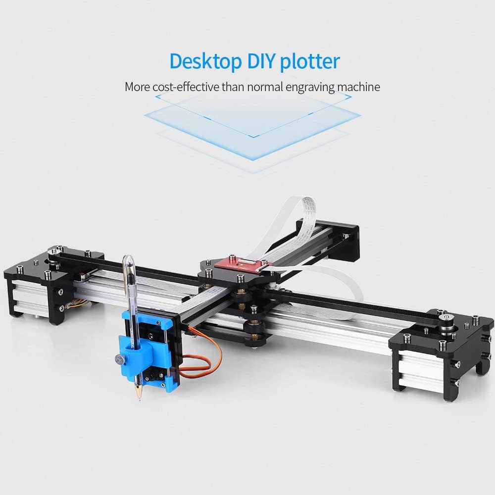 Plotter Pen Drawing Robot DIY Desktop Assembled Writing Machine for Kids & Hobbyists, Compatible with Standard Pens, Silver (52 × 40 × 11 cm)