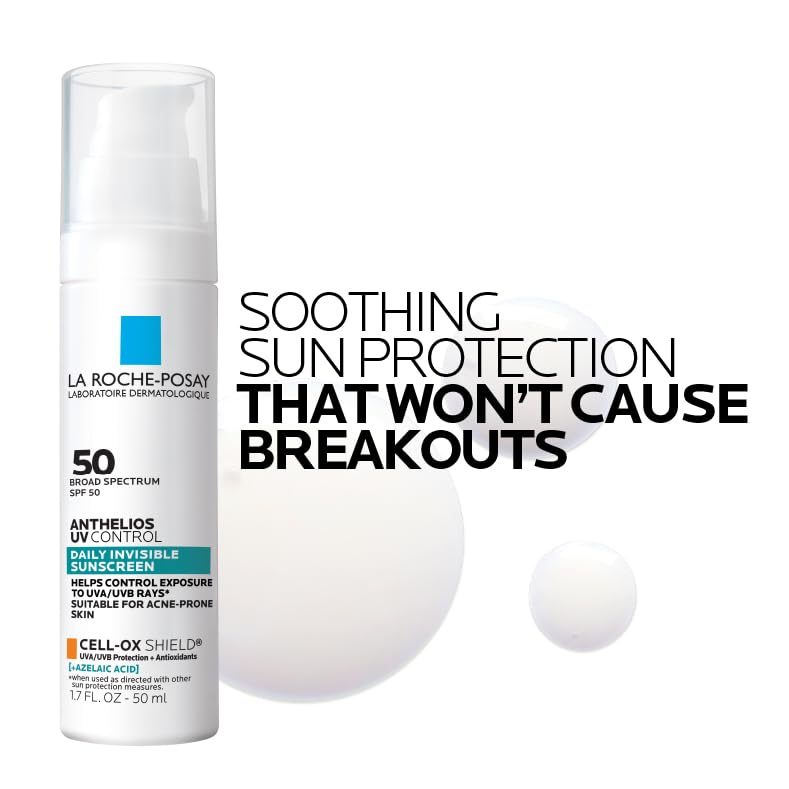 Image of La Roche Posay Anthelios UV Sunscreen SPF 50, Daily Sunscreen for Face in 3 Formulas, UV Tone with Niacinamide, UV Hydra with Hyaluronic Acid, UV Clear with Azelaic Acid, Broad Spectrum Invisible SPF