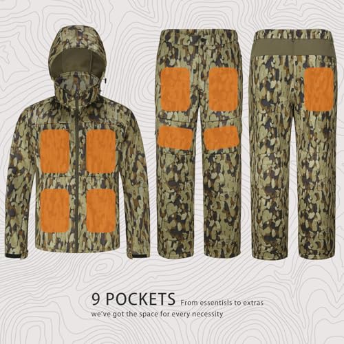 Image of UIIHUNT Hunting Clothes for Men with Fleece Lining: Safety Strap Compatible Water Resistant Silent Hunting Jacket and Pants