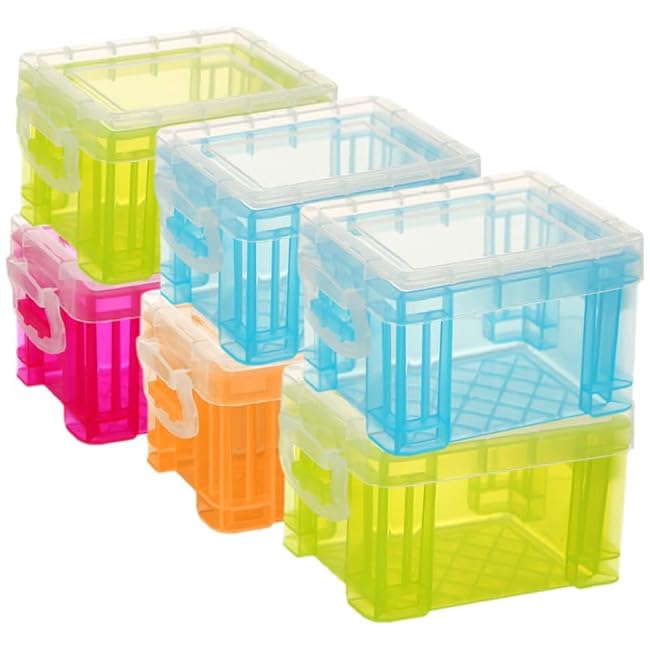 Generic 6Pcs Plastic Storage Box with Lid Desktop Organizer for Crafts Beads and Small Items Small Plastic Bins for Home and Office Use 3.34 * 2.36 * 1.92in