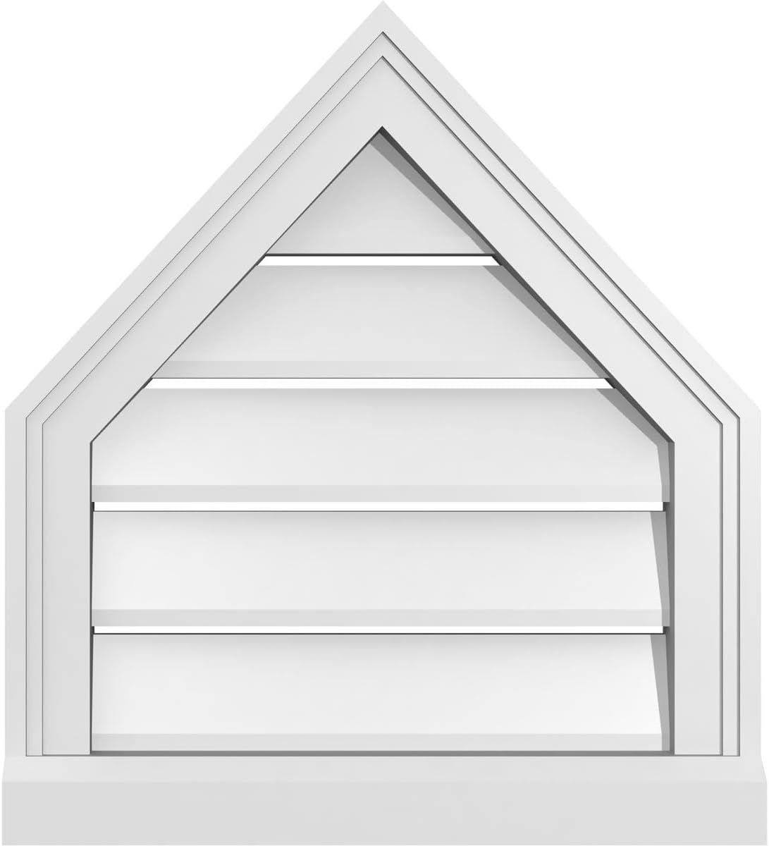GVSPE18X2003SF-13 Peaked Top Brickmould Sill Frame, Primed Tan Signature Series Surface Mount Gable Vents, 18-in. W x 20-in. H, Unfinished