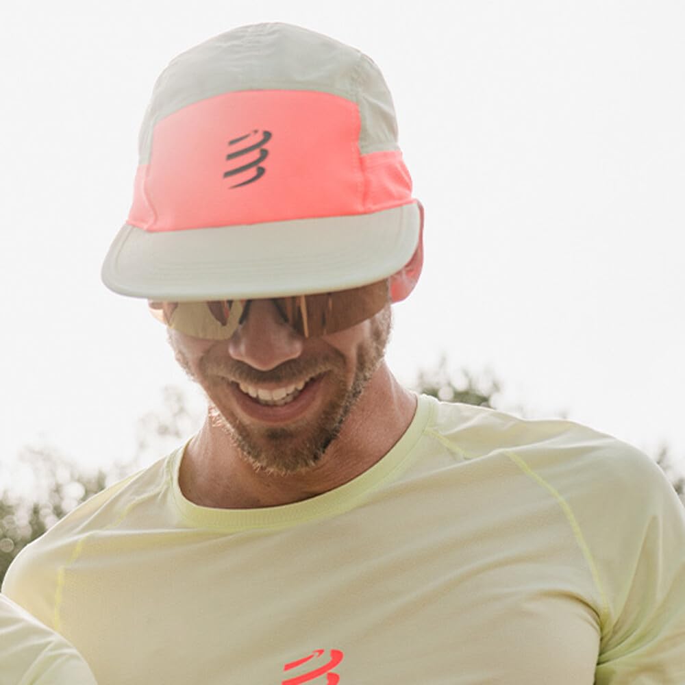 COMPRESSPORT Gorra de luz de 5 paneles - SS25, Nilo/Rojo Fluo, Taille unique