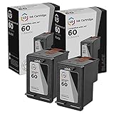 LD Products Remanufactured Compatible Ink Cartridge Replacement for HP 60 CC640WN (2 Pack - Black) for use in HP Photosmart, Envy e All-in-one, and Deskjet Printers