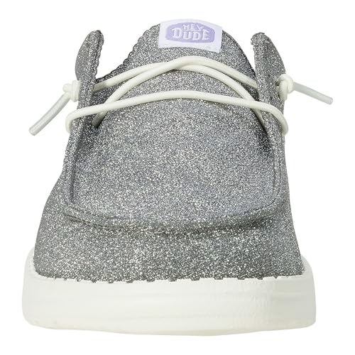 Image of HEYDUDE Women's Wendy Slip Metallic Sparkle Slip On Shoe | Lightweight Flexible Casual Sneaker Mule with Elastic Laces