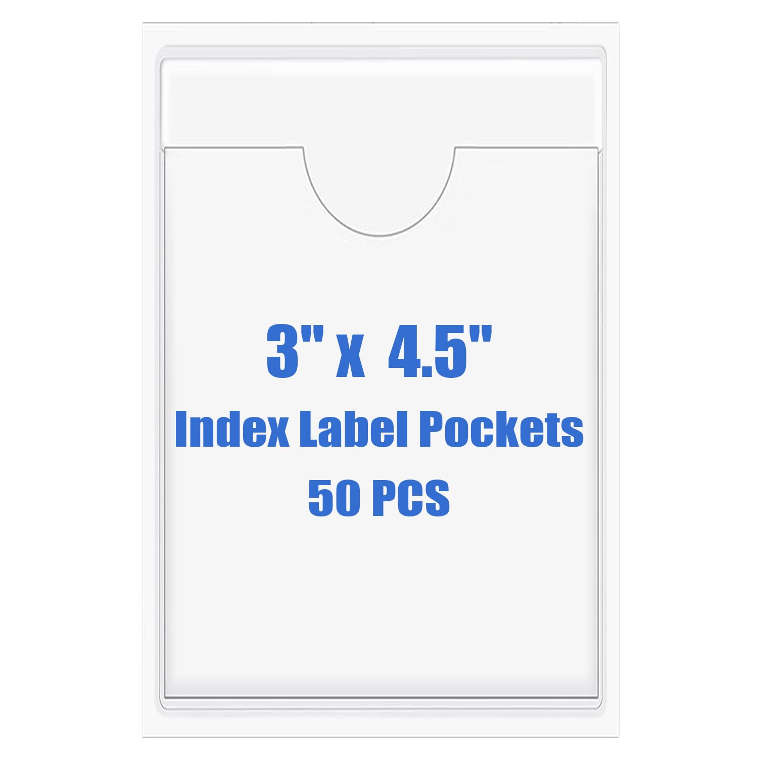 Origin-Joy 50 PCS Self-Adhesive Index Label Pockets, Clear Plastic Peel & Stick Card Holders with Top Open for Loading (3 x 4.5 inch)