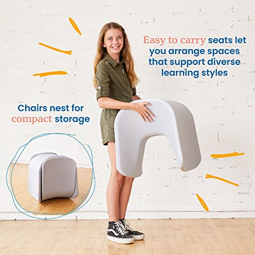 Image of ECR4Kids Wave Seat, 18in - 19.6in Seat Height, Perch Stool, Light Grey