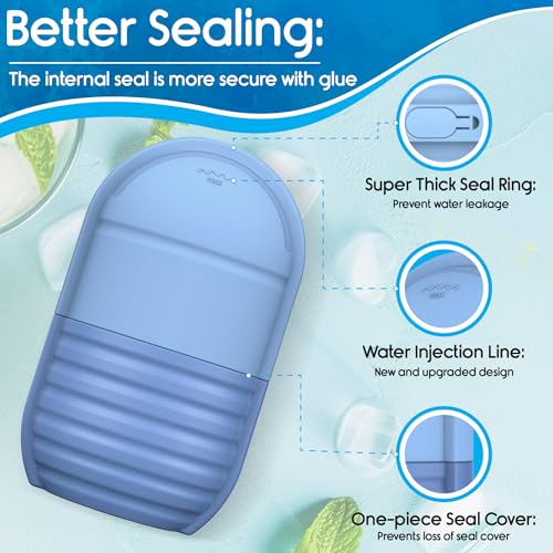 1Pcs Ice Roller for Face, Ice Face Roller, Reusable Silicone Ice Mold for Face, Facial Beauty Ice Roller Skin Care Tools for Shrink Pores Anti Wrinkle Reduce Puffiness (Blue) - Thumbnail 3