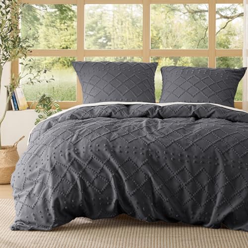 BEDSURE Anthrazit Boho Bettwäsche 3tlg - 200x200 cm – Ansicht 1