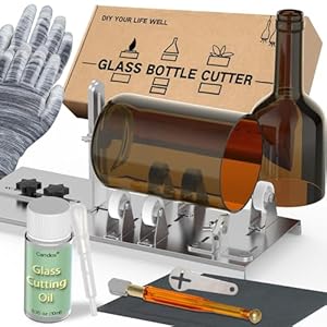 Glasschneider für Flaschen & Glasschneideöl, verbesserter Glasflaschenschneider für Flaschen, Glasschneider für Flaschen für Wein, Bier, Whisky, Champagner, Flaschenschneider für runde Flaschen
