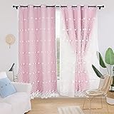 Didihou Embroidered Voile Mix Match Blackout Curtain Double Layer Darkening Thermal Insulated Window...