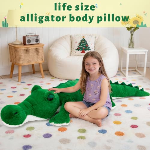Image of MorisMos Giant Alligator Stuffed Animal, 59 inch Soft Jumbo Crocodile Plush Toy for Kids, Giant Stuffed Crocodile Large Stuffed Alligator Pillow for Boys Girls Birthday