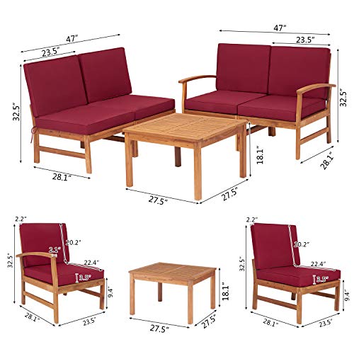 Kinbor Outdoor Furniture Patio 5 Pcs Wood Sectional Sofa Furniture With Big Seat For Outdoor Patio Garden Deck #TOP3