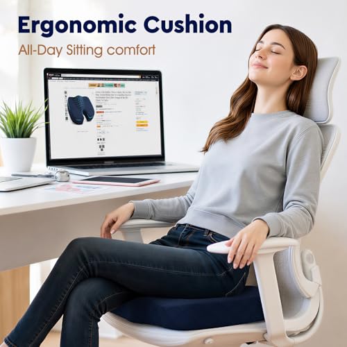 Image of TushGuard Seat Cushion - for Office Chair, Car Seat, Airplane, Bleacher - Sciatica & Coccyx Pain Relief Desk Chair Cushion for Long Sitting Office Workers, Car Drivers(Blue, XXX-Large)