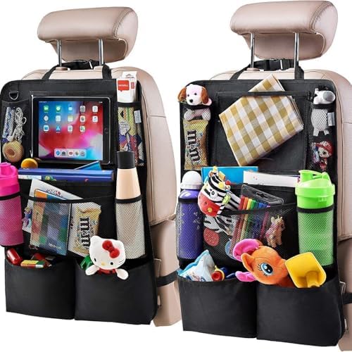 LILTOM Car Back Seat Protector with Organizer, 19"x27" XL Kick Mats, Waterproof, 3 Pockets, 2-Pack (Black - 8 Pocket) image 3