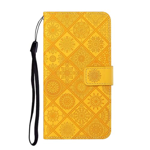 Étui portefeuille iPhone 16 Plus protection intégrale cuir jaune à clapet