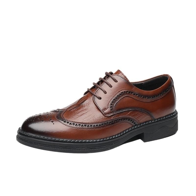 Dress Shoes for Mens Lace Up Non Slip Low Top Anti-Slip Uniform Prom Round Toe Synthetic Leather