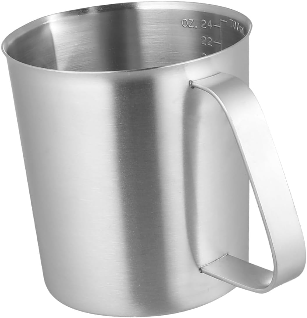 KICHOUSE Stainless Steel Measuring Cup Graduated Scale Baking Tool for Precise Liquid Measurements Kitchen and Bakery Use Material Silver Finish