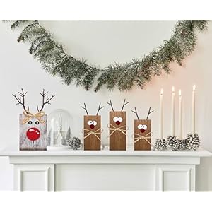 Rustic wooden reindeer sign farmhouse christmas decor for home kitchen mantel xmas party  urban country home decor