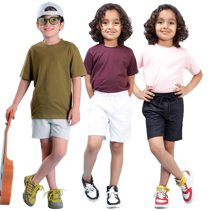 Image of Nusyl Solid & Printed Cotton Blend Shorts for Boys | Comfortable Casual Shorts | Soft Breathable Fabric with Elastic Waistband | Relaxed Fit | 2-16 Years | Multiple Colors