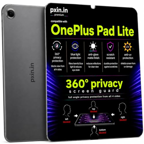 Image of Pxin 360 Pro Privacy Screen guard compatible with OnePlus Pad Lite | Anti Glare | Anti UV | Anti Blue | Anti Reflection | Privacy Filter | Unbreakable Build