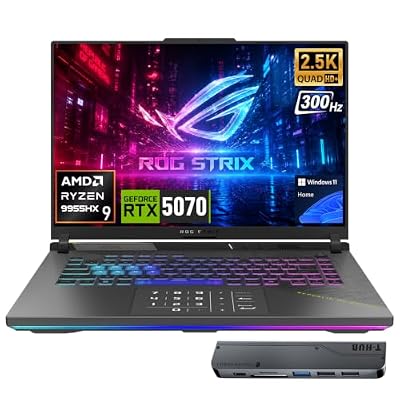 ASUS ROG Strix G16 5070 300Hz Gaming Laptop, AMD Ryzen 9 9955HX, GeForce RTX 5070, 16" QHD+ 2.5K 300Hz IPS, 64GB DDR5, 2TB SSD, 4-Zone RGB Backlit KB, HDMI, Copilot, Windows 11 Home, w/Bundle