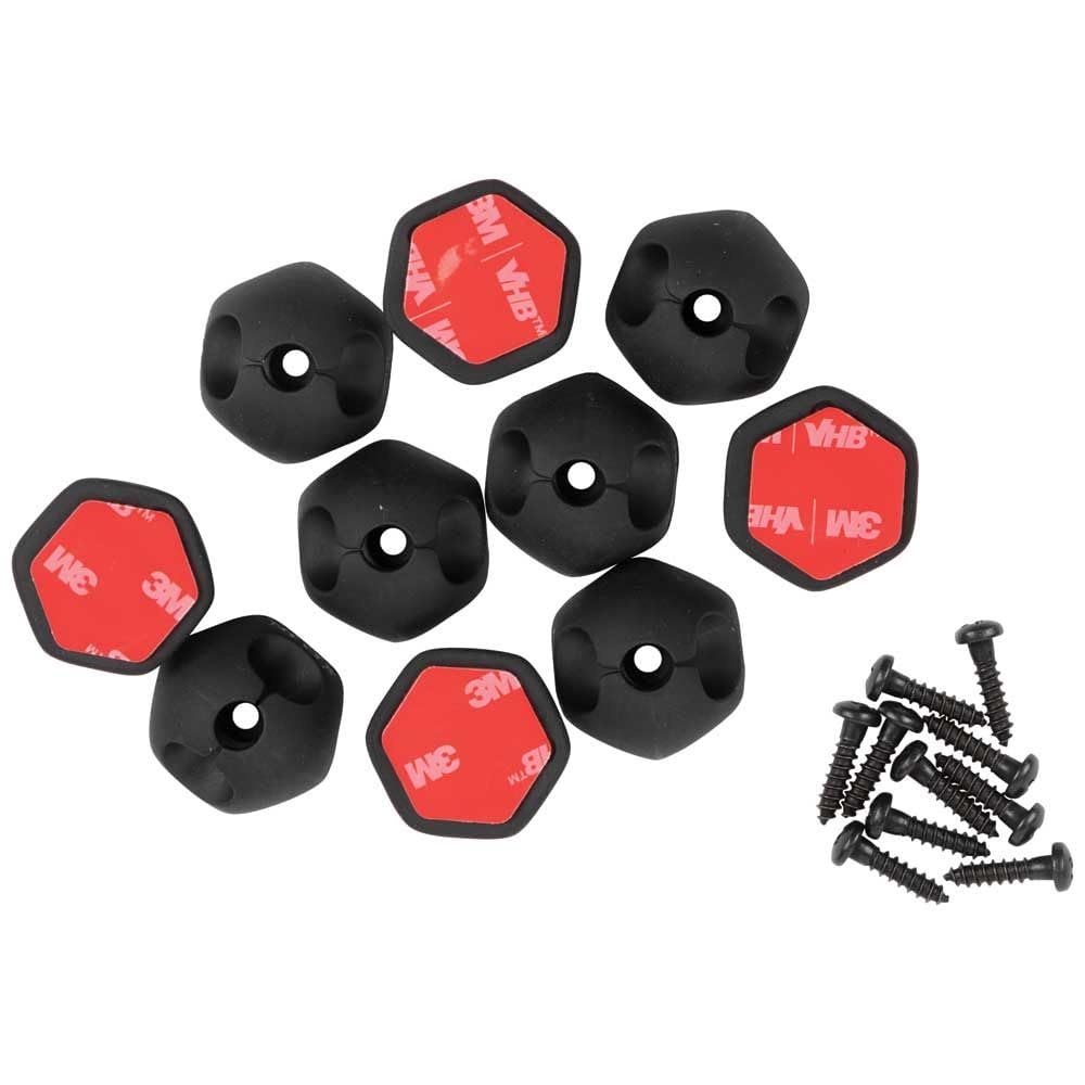 Klein Tools 450-400 Cable Clips, Made in USA, Adhesive Single Slot Cable, Cord Management Mounting Clips, Optional Screw for Permanent Mounting, 10-Pack