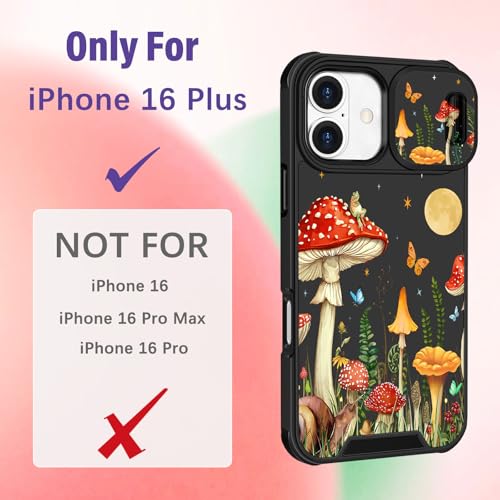 Image of Funermei for iPhone 16 Plus Case - Women Girls Cute Phone Cover Girly Pretty Aesthetic Mushroom Unique Design with Camera Cover Funda for Apple for iPhone 16 Plus