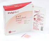PolyMem Cloth Island Wound Dressing, Sterile, Foam, 2' X 2' Adhesive, 1' X 1' Pad, 7203 (Box of 20)