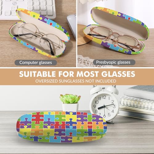 Image of Glasses Case Hard Shell,Portable Protective Eyeglasses Case, Eyeglass Holder Box with Cleaning Cloth,for Women Men