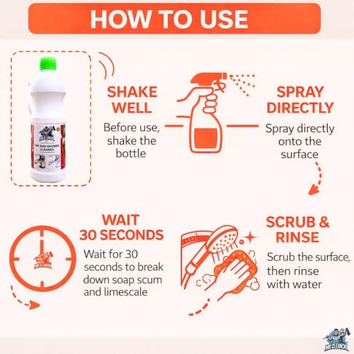 Image of Pack of 2 Mr.CleanX Tap and Shower Cleaner, Hard Water Stain Remover, Limescale and Rust Fighter (2, 1000ml)