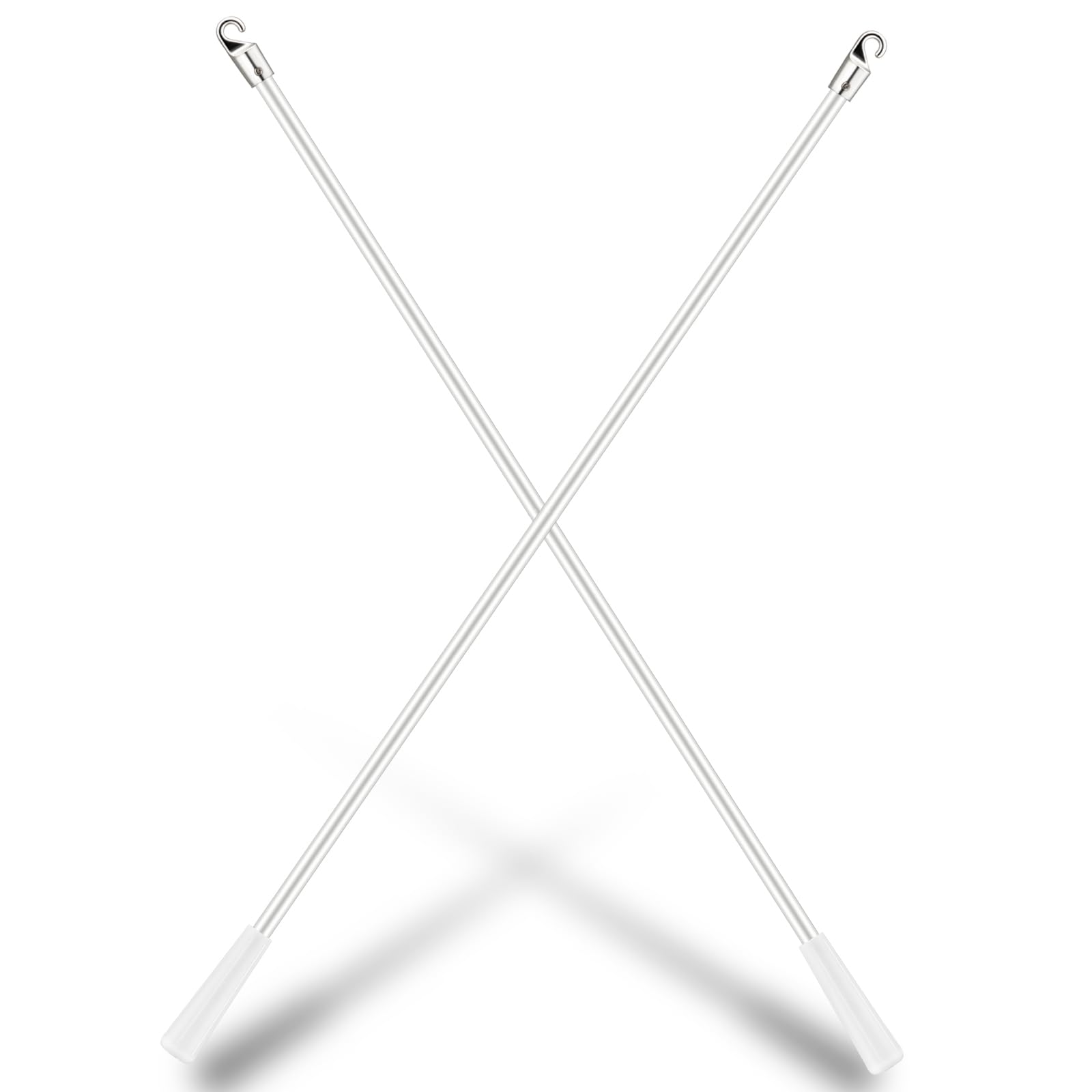 2 varillas de fibra de vidrio verticales de repuesto con gancho de metal, vara de inclinación larga (2, 26 pulgadas de largo)