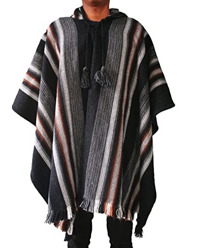 Deluxe Alpaca Wool Hooded Poncho - Embrace Andean Elegance &