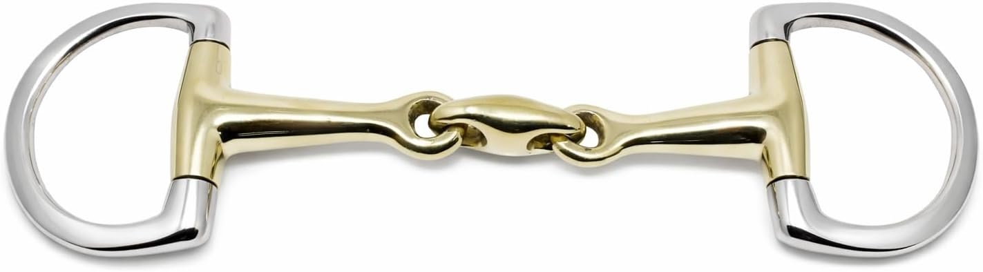 CHALLENGER Horse English Riding Brass Eggbutt Double Jointed Snaffle Bit 35506VR