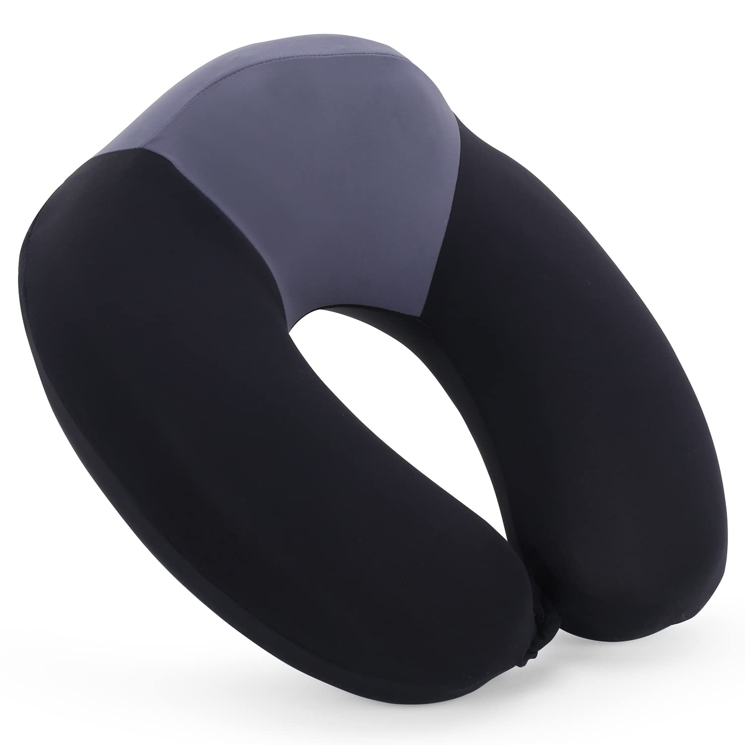 THE QUIRK BOX Travel Pillow 100% Memory Foam Neck Pillow Comfortable Neck Pillow for Flight Airplane Train Rides (Black & Grey)-picture-10