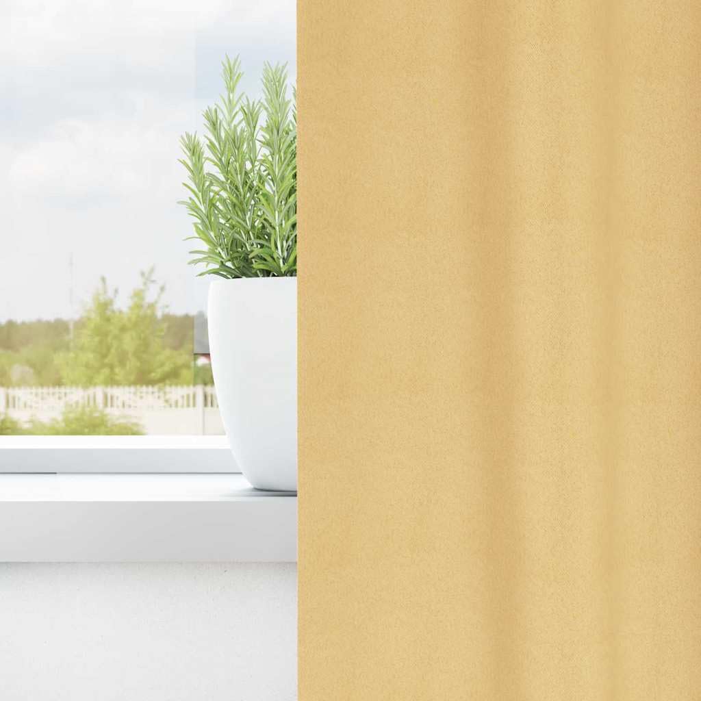 Verdunkelungs Vorhänge mit Ringen, 2er Set Beige aus Polyester, 245 x 140 cm, Blickschutz, Sonnenschutz, Wärmeschutz, Sichtschutz für Wohnzimmer Schlafzimmer Büro