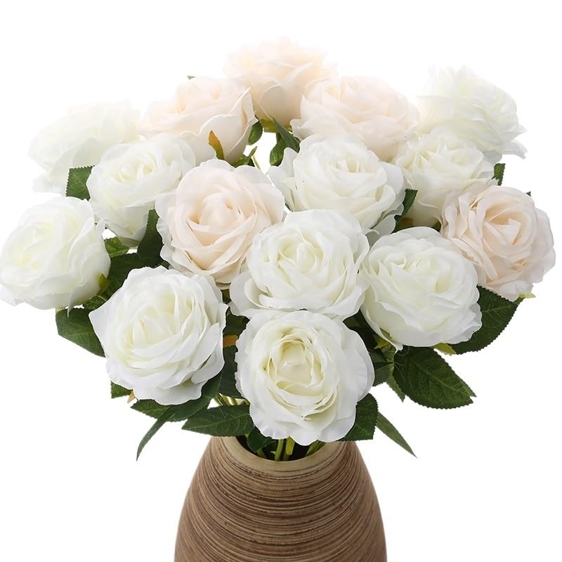 Fiori Artificiali,Fiori Artificiali di Bouquet Fiori artificiali di seta rosa lungo ramo bouquet for la decorazione domestica di nozze piante finte ghirlande fai da te accessori(Champagne Pink,11PCS)