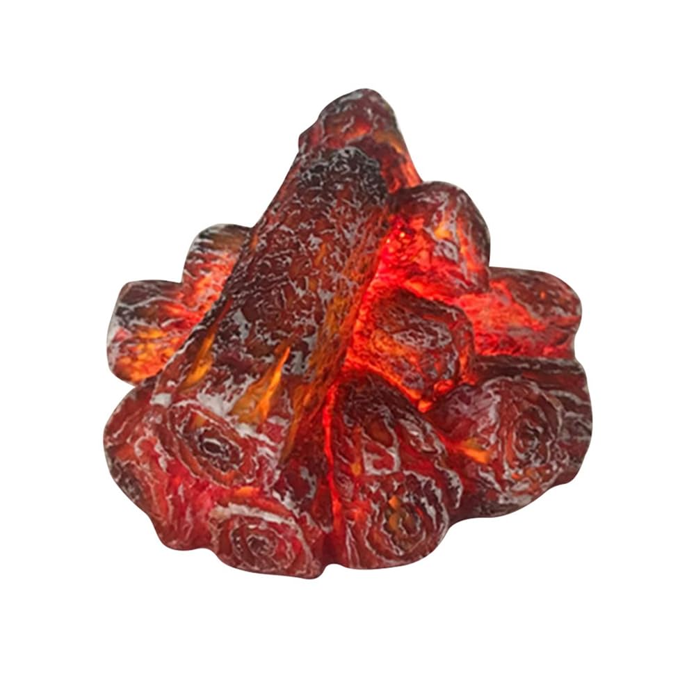 CTRLZS LED Artificial Fire Flame Light, Flameless Fireplace Light LED Fireplace with Realistic Log Wood Burning Flame Easy to Use Red