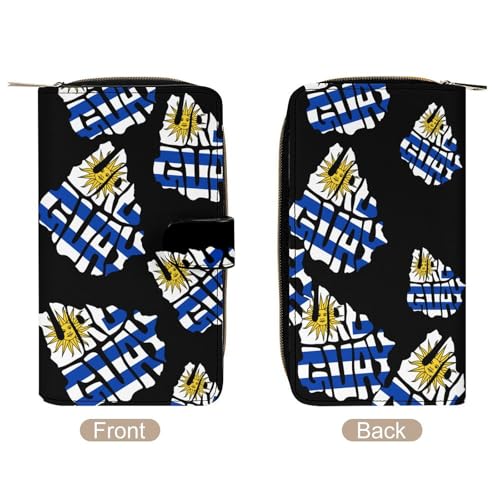 Uruguayan Flag Map Uruguay Stylish Leather Wallet Womens Mens Slim Purse Secure Card Holder Durable Bifold Clutch Handbag3