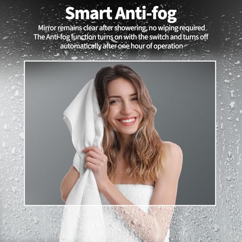 Image of Koonmi 32x48 LED Bathroom Mirror, Backlit + Front Lit, LED Bathroom Mirror with Lights for Wall, 3 Colors, Anti-Fog, Dimmable Brightness, Memory Function, Tempered Glass