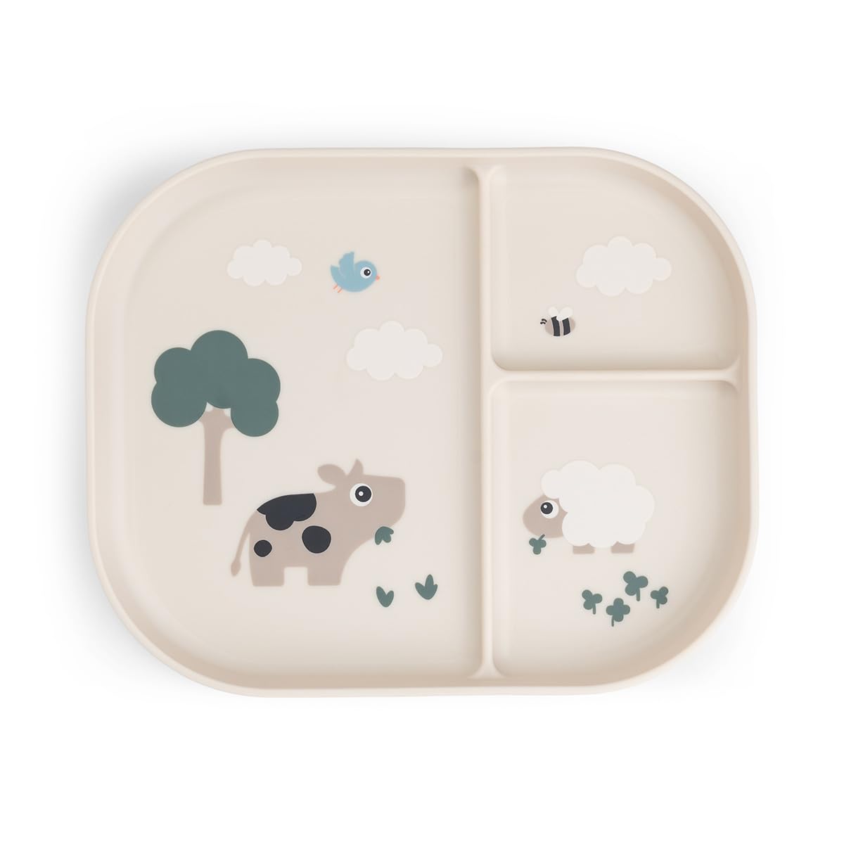 Done by Deer Foodie Kinderteller mit Unterteilung - Kinder & Baby Teller Rutschfest - BPA-Freies Kindergeschirr und Babygeschirr aus 100% PP in Lebensmittelqualität - 22x18x2 cm
