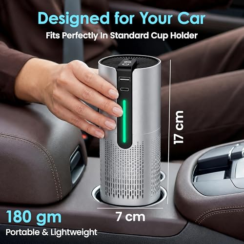Image of NexLev Car Air Purifier | CAP-05 Air Purifier For Living Room with H13 HEPA Filter, Activated Carbon, Negative Ion Generator & 360 Air Intake, USB Type-C, Removes PM 2.5 & PM 10