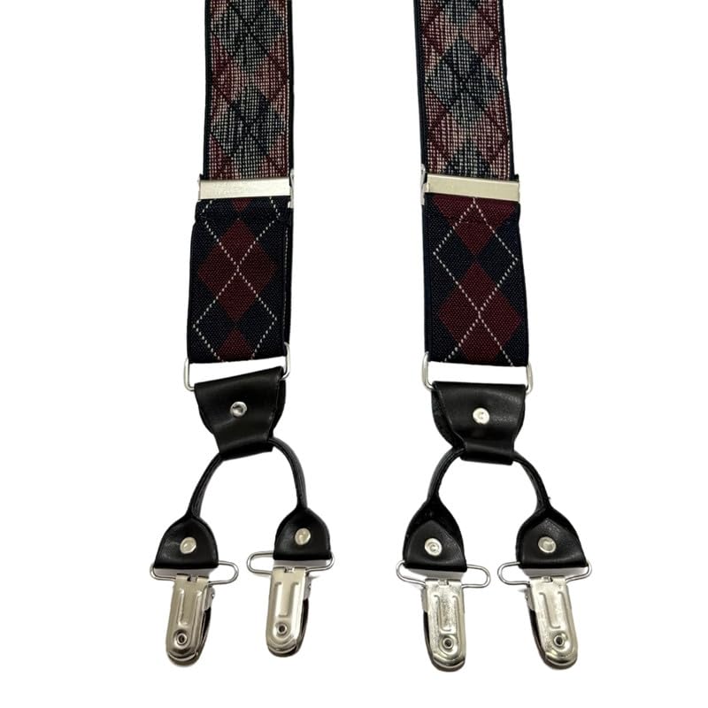 Image of The Tie Hub Suspenders for Men | Slim Clip-On Y-Back Elastic Braces | Adjustable 1.25 Inch | Formal Wedding Office