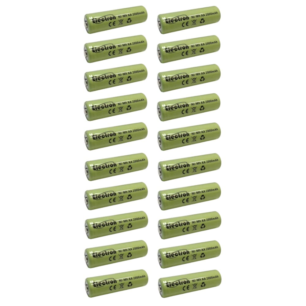 20x Batteria ricaricabile Ni-Mh Stilo AA 1,2V 2000mAh 2000 mA mAh alta capacità accumulatore mignon 50x14mm