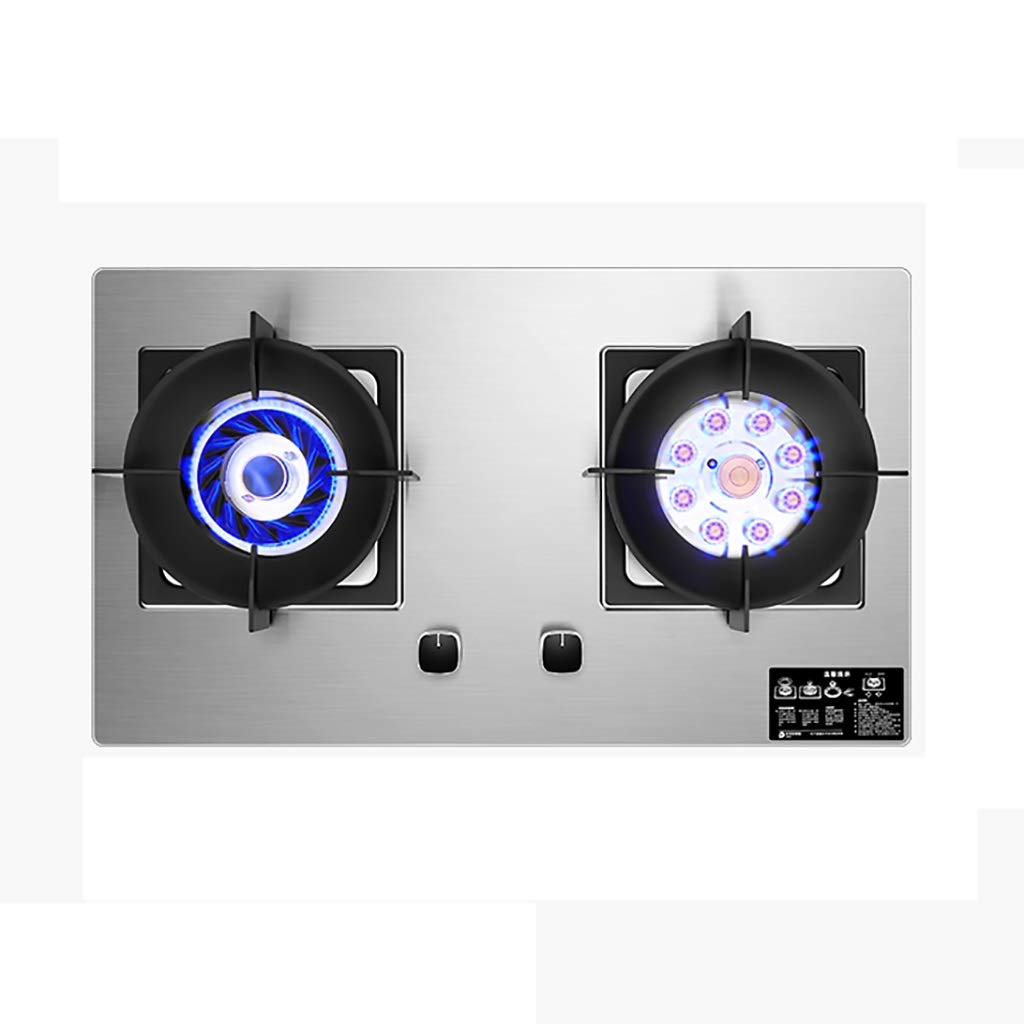 75Cm Built-In Gas Stove,Stainless Steel Table-Top Cooking,2 Cast Iron Portable Hob Rings,With Flame Failure Protection (NG) ()