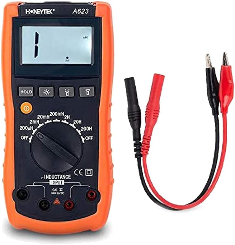A623 HONEYTEK Inductor Inductance Meter with Flashlight Digital Display Inductance Tester