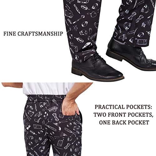 Nanxson Men's Baggy Chef Pants, Printed Work Pants With Elastic Waist Restaurant Kitchen Uniforms Cfm2013 (Printed, Large) #TOP5