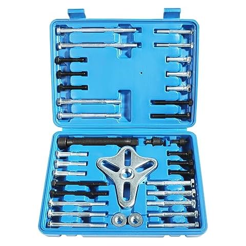 Qziulr Zlirfy 46pcs Harmonic Balancer Puller Set,Flange Type Gear and Crank Puller,Power Steering Pulley Puller Installer Tool Set,Use with Harmonic Balancers,Crankshaft Pulleys and Gears Cover