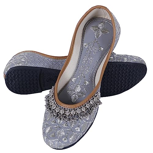 Image of DFR Women Rajasthani Embroidered with Payal Punjabi Mojari Juti Shoe