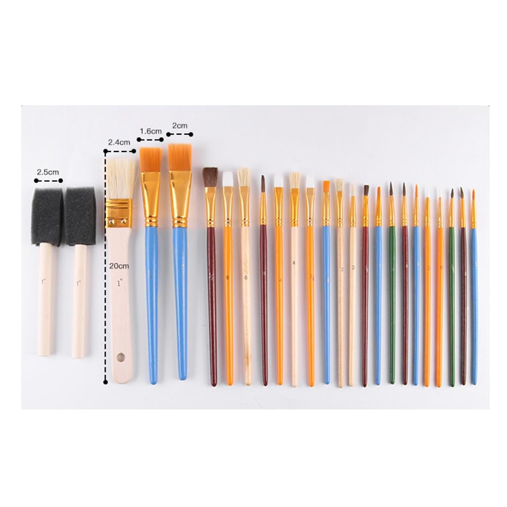 Pinceles para Pintar, Varilla de Madera, Pincel para Acuarela, Pincel para óleo, Esponja, bolígrafo