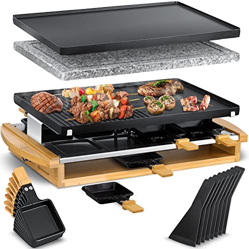 KESSER® Raclette-Grill mit Naturgrillstein, Grillplatte Tischgrill für 8 Personen, Elektrogrill Raclette Grill…